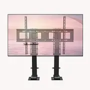Electric Double Post TV Floor Stand - Motorized TV Lift Bracket, Motorized TV Lift with Remote Control and Memory Setting, for TVs 55in to 120in Up to 130kg/286lb, VESA Max 1100x600mm (Size
