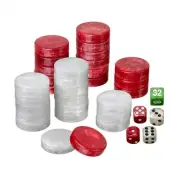 Tokens - Backgammon - Large - 34 X 10 MM - Plastic - Red White - Incl. W