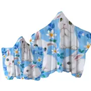 Adorable White Bunnies and Flowers for Kids Towel with Hood