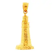 14K Gold 27MM Lighthouse Pendant