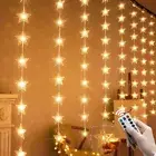 LED Star Curtain String Lights Fairy Twinkle Flashing Window Lights + Remote AU