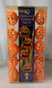 Halloween Pumpkin String Lights 10 Iridescent Jack o Lanterns Indoor/Outdoor