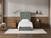 My Style Buttoned Headboard & Standard Base - King Single / Seaglass / Drawer Base