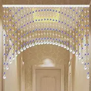 Door String Curtains, Teardrop Crystal Chandelier Hanging Octagon Prism Bead Chain Garlands Crystal Ornaments Prism Decor (Color : Blue, Size : 45)