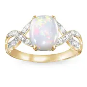 'Golden Elegance' Opal And Diamond Ring