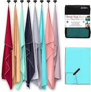 Microfibre Towel Large 80 X 160Cm Super Absorbent - Quick Drying - Lightweight Compact Travel - Antibacterial Swimming Sports Travel Sand Proof Beach Towels - Crystal Sea Blue