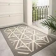 JaeMoose Entrance Mat, Outdoor, Indoor, Non-Slip, Commercial Use, Home, Washable, Stylish, Door Mat, Dirt Removal, Abrasion Resistant, Entryway, Office, Shop (Light Gray Stripes, 50 x 80 cm)