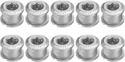 uxcell 10pcs Single Chain Ring Bolts M8 Aluminum Alloy Bicycle Crankset Nuts Chainwheel Screw for Road Bike Mountain Bike, Silver