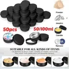 Aluminium Empty Cosmetic Pot Lip Balm Jar Tin Container Black Box Containers 50X