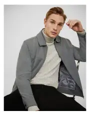 [Politix] Flannel Harrington Jacket in Mid Grey