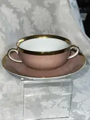 Soup Bowl & Underplate Versailles Dusty Rose/Shell Peach FITZ & FLOYD 1982