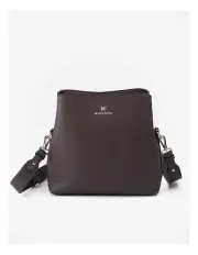 [Madison Accessories] Joanie 3 Compartment Bucket Crossbody Bag in Brown