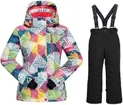 [HOTIAN] Girls Windproof Snow Jacket Insulated Ski Jacket + Pants Snowsuit (US 4 - US 16)