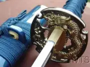 Hand Forged Sharp Japanese Sword Dragon Ryu Tsuba Katana Full Tang