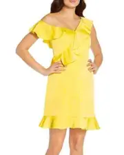 Aidan by Aidan Mattox Women's Yellow Asymmetric Ruffle Dress - 8 - Yellow
