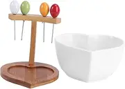 FUNOMOCYA 1 Set Heart Shaped Bowl with Forks Elegant Fruit Dessert Serving Bowl for Special Occasions Parties Everyday Household Tableware Includes Tray for Easy Handling