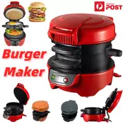 Electric Hamburger Maker Non-Stick Sandwich Toastie Breakfast Machine Kitchen AU
