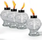 tewei 4 Pack Clear Table Top Light Torches Outdoor, Mini Glass Torches Lanterns