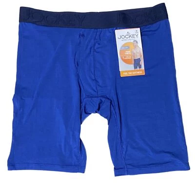 Jockey Active Ultra Soft Men's Modal Long Leg Boxer Brief Medium (32-34) Blue