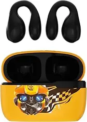 Transformers Open Ear Headphones Clip On Wireless Earbuds 5.4 Bluetooth Earphones, 60 Hours Playtime IPX4 Waterproof Sports Bone Conduction Ear buds for Workout Running Driving with Android IOS Yellow