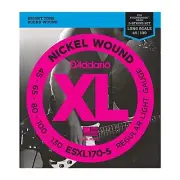 D'Addario Nickel Wound Bass Guitar 5-Strings, Light, 45-130, Double Ball End
