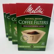 Melitta #1 Coffee Filters 40-Pack Natural Brown Cone Lot Of 4 Boxes New Sealed