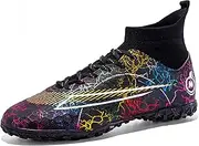 [KUUK] Men's Women's Football Boots Teenagers Football Shoes Artificial Grass Indoor Shoes Football Turf Indoor Outdoor AG FG TF Competition Training Shoes Unisex, 028 Tf Black, 12 AU