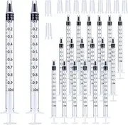 20 Pack 1ml Syringe with Cap for Liquid, 1cc Plastic Small Syringes with Cover, Non-Sterile, No Needle (20)
