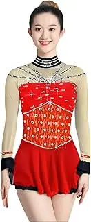 [Zagitova] Figure Skating Dress for Girls Shiny Rhinestone Women Mesh Long Sleeve Patchwork Ice Competition Dance Outfits