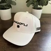 Maxfli Golf Hat Mens Adjustable Breathable 3D Logo Tour Cap White Hook Loop