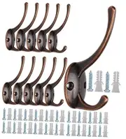 Dual Wall Hooks Coat Hooks Heavy Duty Made of Strong Metal- 11Pcs Coffee