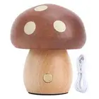 JY Mushroom LED Table Lamp Wooden Warm Light Stepless Dimming Rechargeable