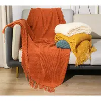 在飛比找ETMall東森購物網優惠-莫蘭迪純色針織毯ins午睡毯沙發毯子民宿床尾巾裝飾毯空調毯披