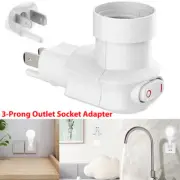 E26/E27 Plug-in Light Socket 3-Prong Outlet Socket Adapter with On/Off Switch