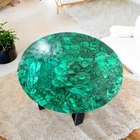 15" Green Malachite Stone Coffee Table Top Round Mosaic Arts Living Room Decors