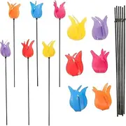 INOOMP 12Pcs Tulip Windmills Lovely Garden Decor for Adults Decorative Pinwheels for Courtyards Flower Beds Parties Random Colors for Fun Holiday Memories Random Color