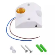 White Human Motion Sensor Light Socket PIR E27 Screw BulbAdapter Lamp Holder