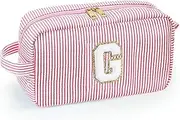 Personalized Initial Makeup Bag, A-Z Large Travel Make Up Bags, Cute Pink Letter Bag Preppy Monogram Bag Organizer Bride Bridesmaid Cosmetic Bag Gifts (Pink, G, One Size)