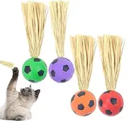 Interactive Cat Toy - Chew-Proof Interactive Bouncy Balls with Raffia | Boredom-Relief Pet Games for Hunting Simulation, Climbing