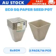 16x 8x8cm Eco Square Paper Seed Pot Biodegradable Seedling Pots Garden Nursery