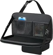 Backseat Car Organizer, Auto Backseat Holder with Food Tray, General PU Leather Seat Back Organizer with Foldable Tray for Automotive, Truck, Car