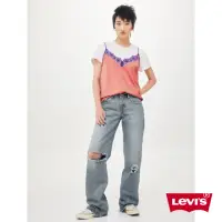 在飛比找momo購物網優惠-【LEVIS 官方旗艦】女款 低腰寬直筒牛仔長褲 / 刀割X