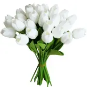 PCS Tulips Artificial Flowers, Real Touch Fake Flowers Artificial 20 White