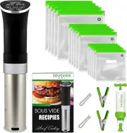 SOUSVIDE ART Sous Vide Cooker Kit - 1000W Immersion Circulator - 15 Vacuum Bags,