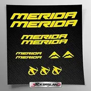 Sticker Set Compatible with Frame MTB Mountain Bike and Helmet | Decals Sticker for Bicycle Lettering Logos | Stickersland® - Merid (Shiny Yellow)