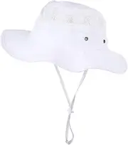 [MOBUTOFU] Unisex Boys and Girls Bucket Hat Breathable Mesh Sun-Shading Beach Hat for Seaside Outdoor Activities Travel White