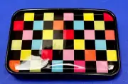 Neon Checkerboard Pattern Multicolored Retro Vibe Rectangular Belt Buckle