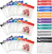 Anglecai 35 Pieces Reusable Pill Pouch With Zipper - Portable Medicine Bags for Travel - Self Sealing Packets With Slide Lock for Storage (35P)