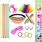 Women 80s Neon Party Retro Accessories Set Eyewear Earrings Headband Necklace.