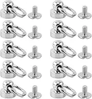10Pcs 9mm Round Head O Ring Head Button Stud Screwback Rivets for DIY Crafts, Leather, Phone Case Cover Decor (Silver)